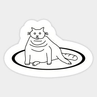 Chonk Cat on a Rug Minimal Line Sticker